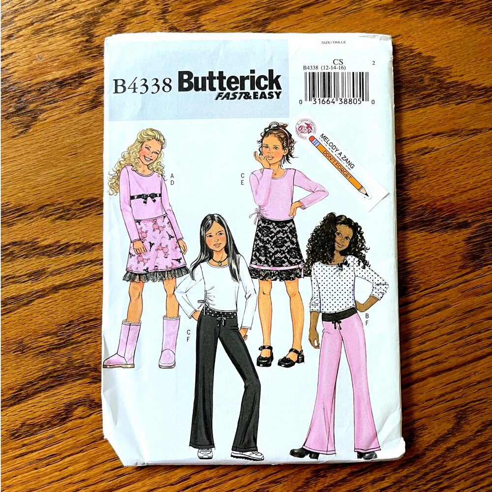 UNCUT Vintage Y2K 2000s Sewing Pattern Butterick 4338 Size XS-S Top Skirt Pants